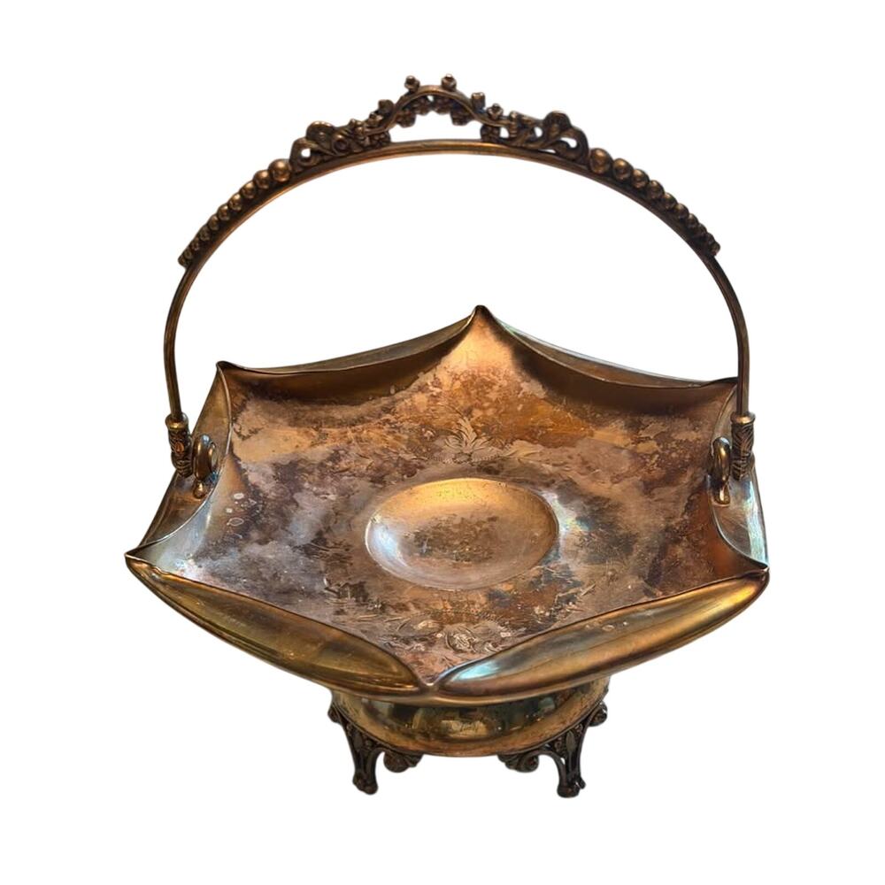 Antique Silver-Plated Footed Bride's Basket